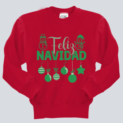 Youth Crewneck - Winter Holidays - Feliz Festive - Green Thumbnail