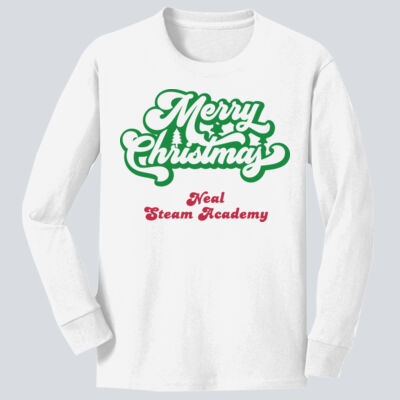 Youth Long Sleeve Shirt - Winter Holidays - Merry Christmas - Green & Red Thumbnail